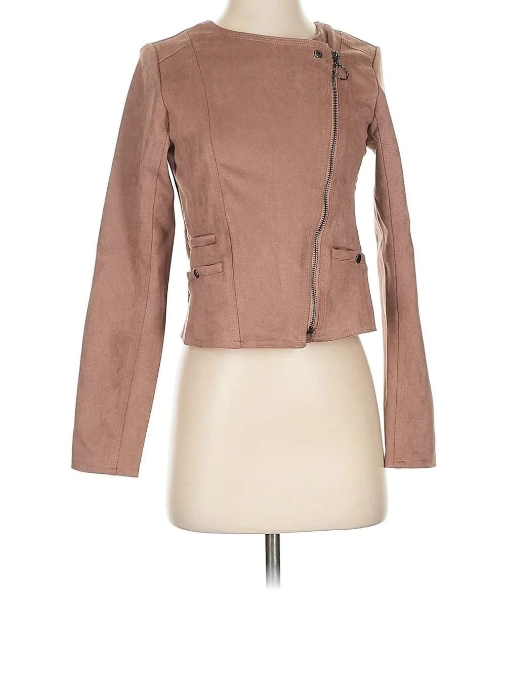 Haute Monde Dusty Rose Suede Moto Jacket - Picture 1 of 4